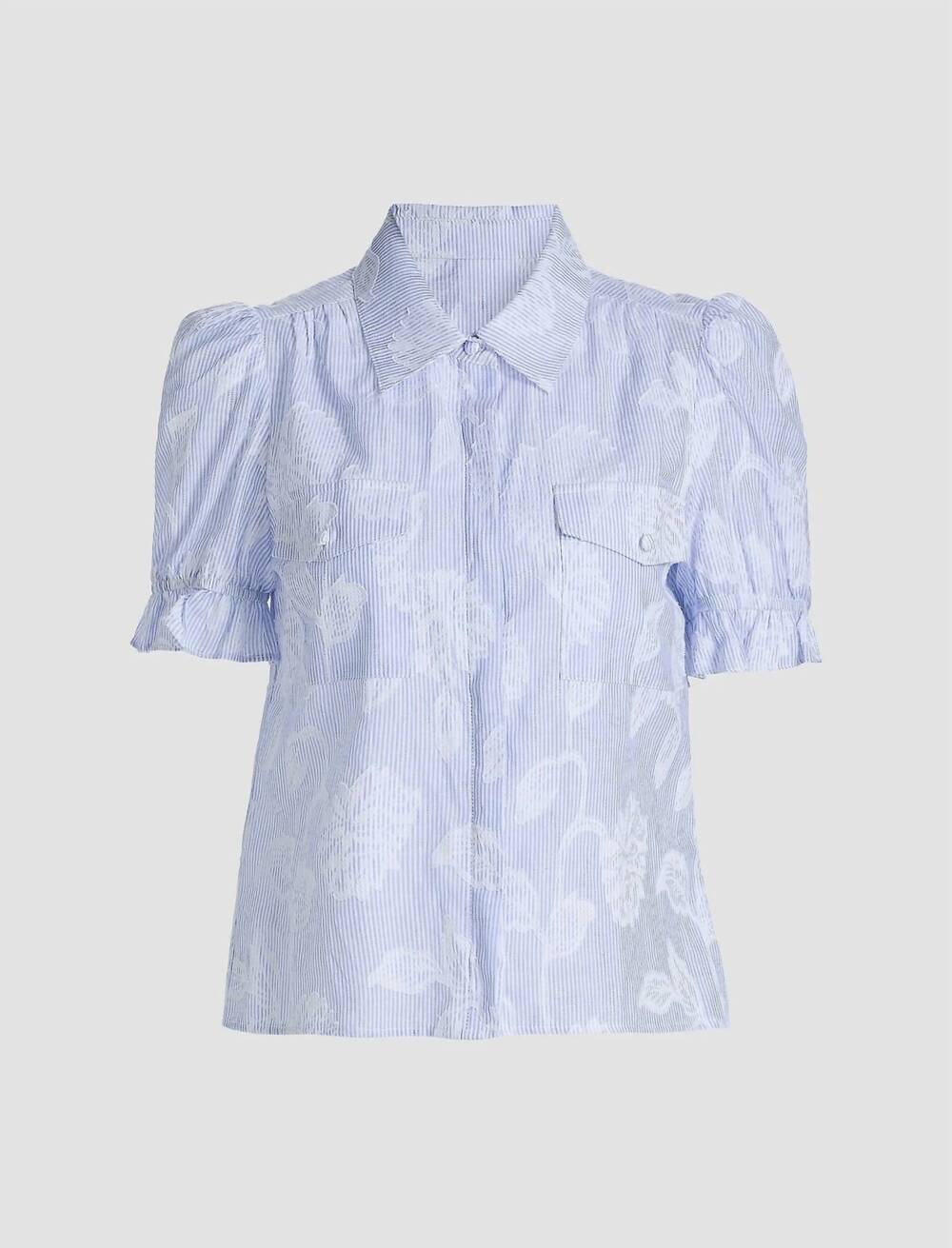 NEW GENERATION LOVE women's mina floral stripe top in light blue/white